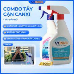 Combo Vệ Sinh Đa Năng VKINNO 500ml - Tẩy Cặn Canxi Vách Kính, Vòi Sen, Bồn Sứ & Tẩy Dầu Mỡ Bếp Gas, Nồi Chiên