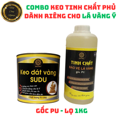 Combo keo dát vàng và tinh chất bảo vệ Gốc Pu cho lá vàng Ý - Bộ 1Kg keo và 1Kg tinh chất phủ chuyên dụng
