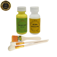 Keo Phủ Dát Vàng Gốc Nước 30ml Kèm Chổi Cọ - Phù Hợp Để Dát Vàng Hoa Quả, Thạch Cao, Giấy Vải, Đồ Da
