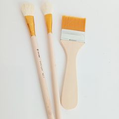 Bộ 3 Chổi Cọ Vẽ Keo - Chổi Lông Thỏ và Cước Vệ Sinh Dặm Vàng, Dát Vàng - Bộ Dụng Cụ Học Nghệ Thuật Thủ Công