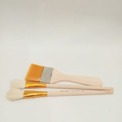 Bộ 3 Chổi Cọ Vẽ Keo - Chổi Lông Thỏ và Cước Vệ Sinh Dặm Vàng, Dát Vàng - Bộ Dụng Cụ Học Nghệ Thuật Thủ Công