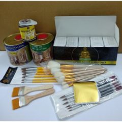 Combo Dát Vàng Hacowa - Bộ 2500 Lá Vàng B Giòn 24K Kèm Phụ Kiện Dát Kèm Chổi Vệ Sinh Cho Đồ Đồng, Kim Loại, Gỗ Siêu Bóng Đẹp