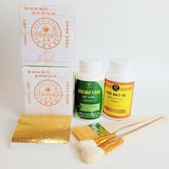 Combo Dát Vàng Dừa Tết - Gói 1000 Lá Vàng 2B Đậm Nhất Kèm Phụ Kiện Chuyên Dụng Cho Trang Trí Hoa Quả