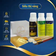 Combo dát vàng mini cho người mới tập dát vàng keo phủ gốc pu gồm 500 lá 24K Gold dát lên gỗ, kim loại, nhựa, đá, gốm sứ