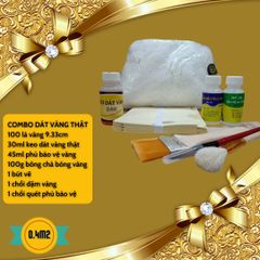 Combo 100 Lá Dát Vàng Thật 24K 9999 Kích Thước 9.33cm Kèm Keo Và Phụ Kiện - Bộ Dụng Cụ Nghệ Thuật Hoàn Hảo