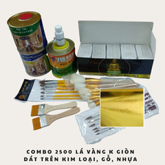 Bộ Dát Vàng Gốc PU Hacowa 2500 Lá Vàng 24K Keo 718 Phủ Bảo Vệ Kèm Bộ Phụ Kiện Dát Vàng Trên Gỗ, Kim Loại, Nhựa, Đá, Gốm Sứ