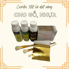 Combo Dát Vàng Mini - 500 Lá Vàng B Kim & Keo Gốc PU 100ml Cho Người Mới - Phù Hợp Dát Gỗ, Kim Loại, Nhựa, Đá, Gốm Sứ
