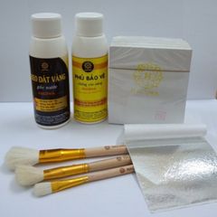 Combo Dát Bạc Gốc Nước - 500 Lá Bạc Hacowa Kèm Phụ Kiện Vàng, Keo Bảo Vệ Cho Thạch Cao, Xi Măng, Hoa Quả