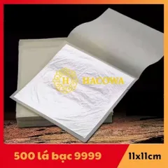 100 Lá Bạc Thật 9999 - Kích Thước 11cm Dùng Trang Trí Bánh, Thực Phẩm, Nội Thất, Đồ Thờ Cao Cấp