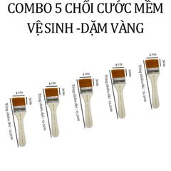 Combo 5 Chổi Cước Mềm Đầu Vuông 4cm - Dụng Cụ Vệ Sinh & Dặm Vàng Chất Lượng Cao, Dễ Sử Dụng và Tái Sử Dụng