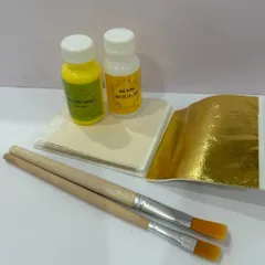 Combo dát vàng trải nghiệm gốc nước gồm 50 lá vàng kèm đầy đủ phụ kiện dùng trên hoa quả, thạch cao, xi măng, giấy vẽ, đồ da 424135