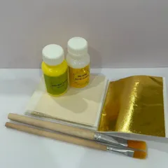 Combo dát vàng trải nghiệm gốc nước gồm 50 lá vàng kèm đầy đủ phụ kiện dùng trên hoa quả, thạch cao, xi măng, giấy vẽ, đồ da 424135
