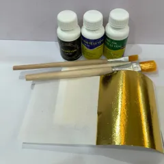 Combo dát vàng trải nghiệm gốc PU gồm 50 lá vàng kèm đầy đủ phụ kiện dùng trên gỗ, kim loại, nhựa, đá, thủy tinh, gốm sứ 424137