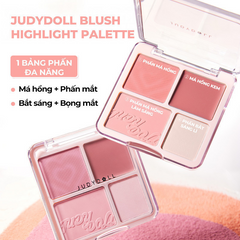 Bảng Phấn Má Hồng Bắt Sáng Judydoll 4 Ô Đa Năng - Phấn Mịn, Trang Điểm Tự Nhiên Kiểu Dáng Nổi Bật