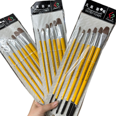 Bộ Bút Vẽ Lông Sói 6 Cái Đủ Size - Dùng Vẽ Dát Vàng, Tranh, Hoa Văn Nghệ Thuật Trên Đồ Thờ, Nội Thất