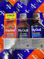 Set Siro Ho Dayquil và Nyquil - 3 Chai Vị Dâu và Bạc Hà, Giảm Ho Cảm Cúm Hiệu Quả, Thực Phẩm Tiêu Dùng Chất Lượng