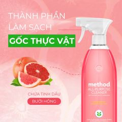 Nước Xịt Đa Năng Method Tinh Dầu Bưởi Hồng 828ml - Giải Pháp Lau Sạch An Toàn, Kháng Khuẩn và Thân Thiện Môi Trường