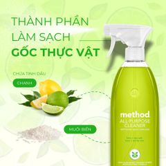 Nước Xịt Đa Năng Method Tinh Dầu Chanh & Muối Biển 828ml - Làm Sạch An Toàn, Khử Mùi, Diệt Khuẩn Từ Thiên Nhiên