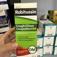Siro giảm ho, đau ngực Robitussin Cough+Chest Congestion DM 237ml - Giúp giảm triệu chứng ho và thông khí dễ dàng, an toàn cho người lớn từ 12 tuổi.