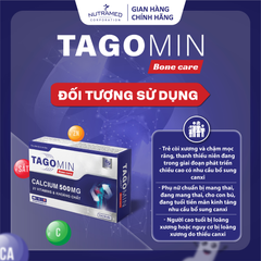 Viên uống hỗ trợ xương Tagomin Bonecare - Ngăn ngừa loãng xương, chắc khỏe xương, bổ sung Canxi & Vitamin D, 30 viên