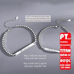 Vòng tay đôi khắc tên cá nhân hóa Titan không gỉ - Quà tặng tình yêu lắc tay unisex cho cặp đôi, hàng có sẵn, giao nhanh 24h