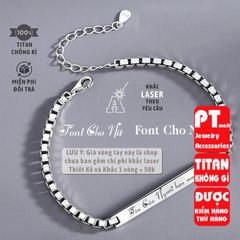 Vòng Tay Đôi Nam Nữ Khắc Tên Titan - Lắc Tay Quà Tặng Tình Yêu Màu Bạc Không Gỉ, Thiết Kế Độc Đáo, Sản Phẩm Đặc Biệt