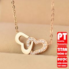 Dây Chuyền Titan 2 Trái Tim Cao Cấp - Phong Cách Thời Trang Nam, Bền Chắc, An Toàn Cho Da, Quà Tặng Ý Nghĩa