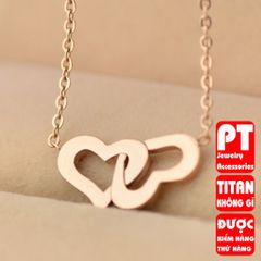 Dây Chuyền Titan 2 Trái Tim Cao Cấp - Phong Cách Thời Trang Nam, Bền Chắc, An Toàn Cho Da, Quà Tặng Ý Nghĩa