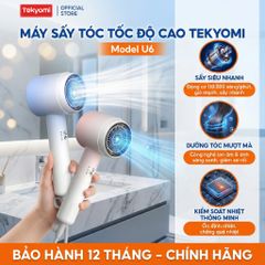 Máy Sấy Tóc Mini TEKYOMI U6 – Công Suất 1800W, Động Cơ Siêu Tốc 110.000 Vòng/Phút, Ion Âm, Nhỏ Gọn, Dưỡng Tóc Mượt Mà