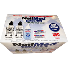 Bộ Nước Muối Rửa Mũi NeilMed Sinus Rinse 250 Gói - Hỗ Trợ Làm Sạch Mũi, Dị Ứng, Nghẹt Mũi & Cảm Lạnh Cho Trẻ Em & Người Lớn