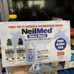 Bộ Nước Muối Rửa Mũi NeilMed Sinus Rinse 250 Gói - Hỗ Trợ Làm Sạch Mũi, Dị Ứng, Nghẹt Mũi & Cảm Lạnh Cho Trẻ Em & Người Lớn