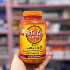 Meta Mucil 3-in-1 Daily Fiber - 100% Hàng Mỹ, men Tiêu Hóa, Tim Mạch và Đường Huyết - 300 Viên Nang Bổ Sung Chất Xơ