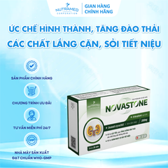 Viên uống Novastone - Hỗ trợ giảm nguy cơ sỏi tiết niệu, tăng cường đào thải chất lắng cặn, 30 viên thực phẩm chức năng bổ trợ tiết niệu.