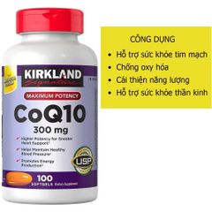 Viên uống Kirkland CoQ10 300mg - Hỗ trợ sức khỏe tim mạch, 100 viên, sản phẩm chính hãng từ Mỹ