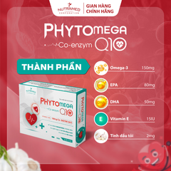 Viên uống hỗ trợ tim mạch Phytomega Co-Enzym Q10 giúp giảm cholesterol và xơ vữa động mạch (30 viên)