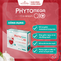 Viên uống hỗ trợ tim mạch Phytomega Co-Enzym Q10 giúp giảm cholesterol và xơ vữa động mạch (30 viên)