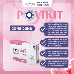 Viên Đặt Povikit Giảm Viêm Phụ Khoa - Hỗ Trợ Chống Nhiễm Khuẩn, Nấm Candida, Giảm Mùi Hôi - Hộp 10 Viên Dễ Sử Dụng