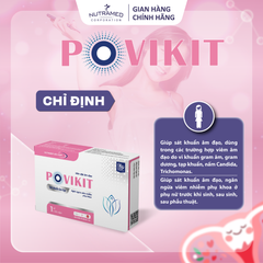 Viên Đặt Povikit Giảm Viêm Phụ Khoa - Hỗ Trợ Chống Nhiễm Khuẩn, Nấm Candida, Giảm Mùi Hôi - Hộp 10 Viên Dễ Sử Dụng