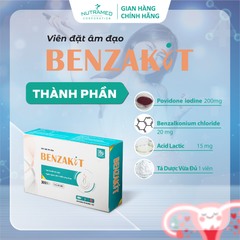 Viên đặt phụ khoa Benzakid - Hỗ trợ làm sạch, giảm viêm nhiễm và mùi hôi bất thường (10 viên)
