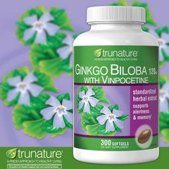 Viên uống bổ não Trunature Ginkgo Biloba with Vinpocetine 300 viên - Tăng cường trí nhớ và khả năng tư duy hiệu quả!