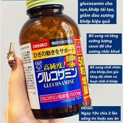 Viên Uống Glucosamine Nhật Bản Orihiro 1500mg (900 viên) - Hỗ Trợ Sức Khỏe Khớp Xương, Dẻo Dai Cho Người Lớn Tuổi