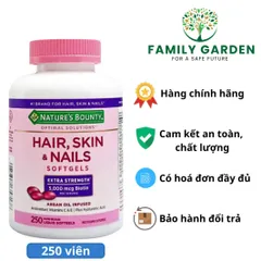 Viên Uống Nature’s Bounty Hair Skin & Nails 250 Viên - Hỗ Trợ Đẹp Tóc, Da, Móng Từ Biotin Và Vitamin Mỹ
