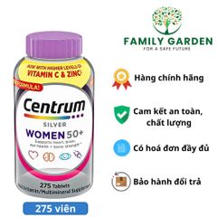 Centrum Silver Women 50+ - Vitamin Tổng Hợp Cho Phụ Nữ Trên 50 Tuổi - Hỗ Trợ Sức Khỏe Mắt, Xương, Tim Mạch, Miễn Dịch - 275 Viên