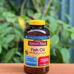 Viên uống Omega 3 Nature Made Fish Oil 1200mg - Hỗ trợ tim mạch, trí lực và sức khỏe não bộ, 300 viên Mỹ