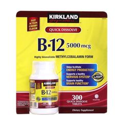 Viên uống bổ sung Vitamin B12 5000 mcg Kirkland - Hỗ trợ năng lượng, cải thiện tâm trạng, 300 viên chất lượng cao từ Mỹ