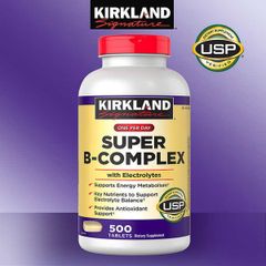 (Nhập khẩu) Viên uống Vitamin B tổng hợp Super B-Complex Kirkland - Hỗ trợ sức khỏe, năng lượng 500 viên chính hãng 727858