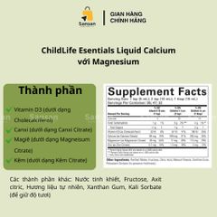 Siro Canxi Hữu Cơ ChildLife 473ml cho Trẻ Em - Tăng Cường Xương và Chiều Cao với Magie, Kẽm, Vitamin D3 - Hương Cam