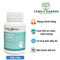 Viên uống bổ não Healthy Care Ginkgo Biloba 2000mg - Tăng tuần hoàn, cải thiện trí nhớ, giảm stress, hỗ trợ tỉnh táo và minh mẫn