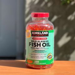 Viên Uống Dầu Cá Alaska Kirkland 1400 mg - Hỗ Trợ Tim Mạch, Mắt, Não Bộ - Omega-3 Cho Phụ Nữ Và Người Cao Tuổi (230 Viên)