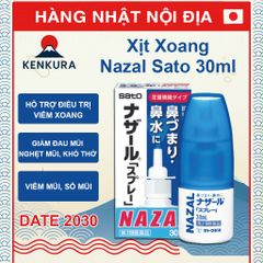 Xịt Mũi Nazal Giảm Nghẹt Mũi - Hỗ Trợ Thông Mũi Nhật Bản 30ml, An Toàn Cho Trẻ Em và Người Lớn, Sato Pharmaceutical